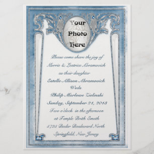 Pearly Blue - Photo (Wedding Invitation) Invitation