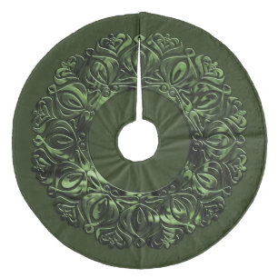 Pearly Filigree Edge Green with any colour Fleece Tree Skirt