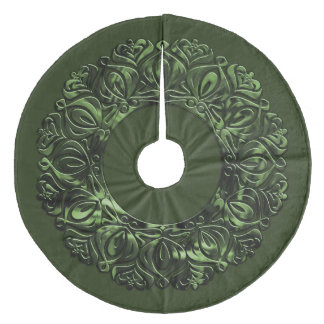 Pearly Filigree Edge Green with any colour Fleece Tree Skirt