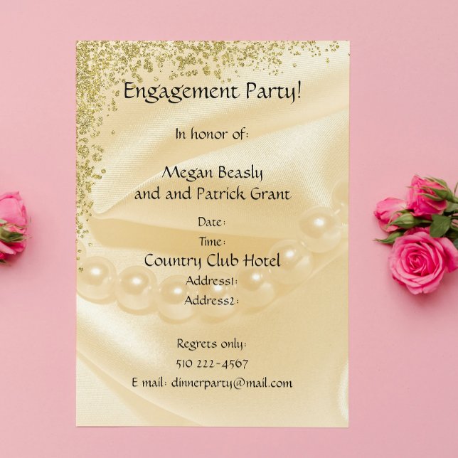 Pearly Gold Engagement Invitation (Creator Uploaded)