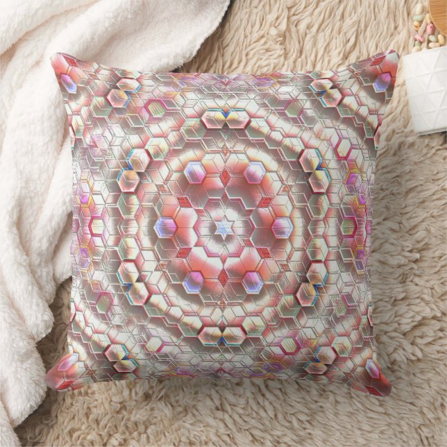 Pearly hexagon forming a soft relief cube illusion cushion (Blanket)