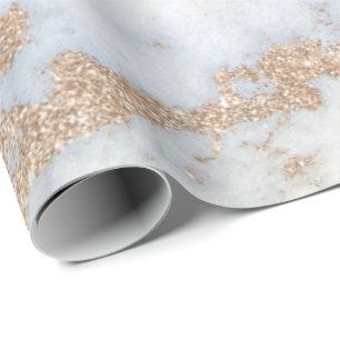 Pearly Ivory Gold Champagne Glitter Grey Marble Wrapping Paper