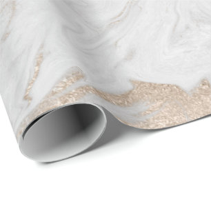 Pearly Ivory Gold Pastel White Grey Marble Glam Wrapping Paper