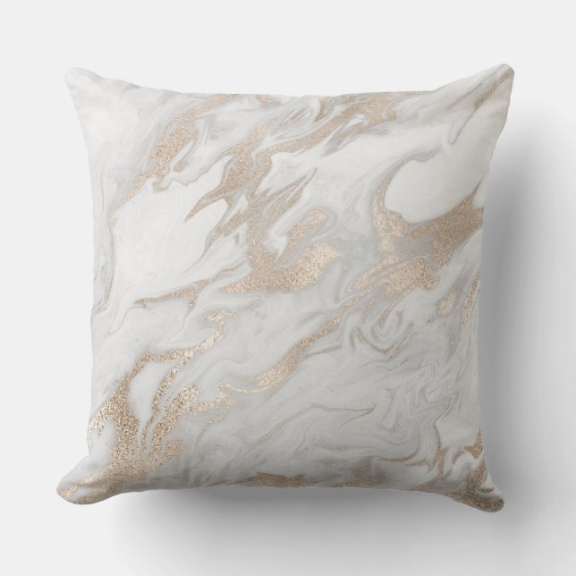 Pearly Ivory Titanium Grey White Marble Cushion (Front)