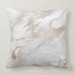 Pearly Ivory Titanium Grey White Marble Cushion