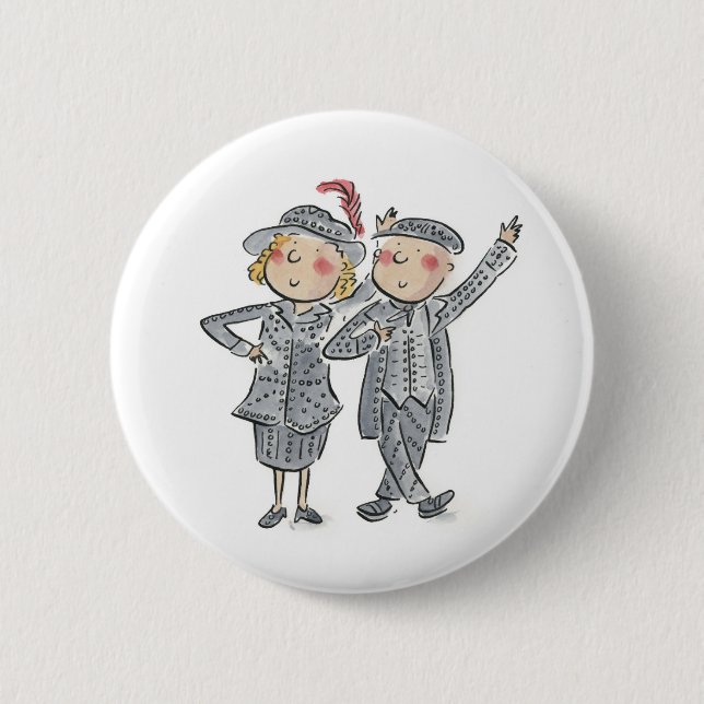 Pearly King and Queen 6 Cm Round Badge (Front)