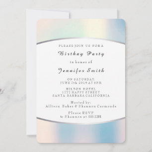 Pearly Opal Silver Pink Delicate Birthday Party Invitation