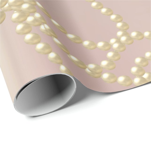 Pearly Pearls Ivory Creamy Bridal Wedding Birthday Wrapping Paper (Roll Corner)