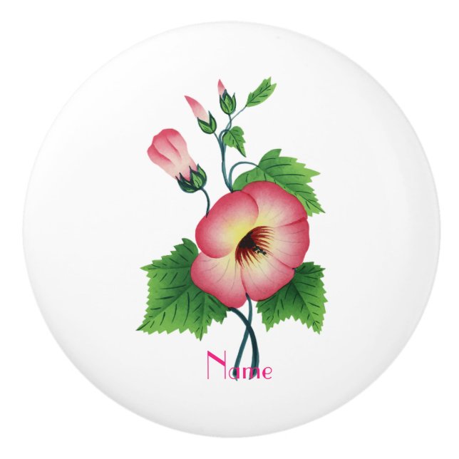 Pearly Pink Flowers Thunder_Cove Ceramic Knob (Front)