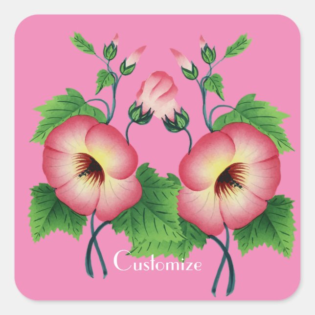 Pearly Pink Flowers Thunder_Cove Square Sticker (Front)