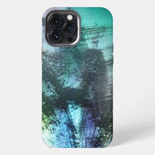Pearly rock texture in blue cyan to silvery grey t iPhone 13 pro max case