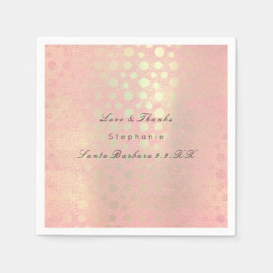 Pearly Rose Gold Blush Polka Dots Custom Name Napkin