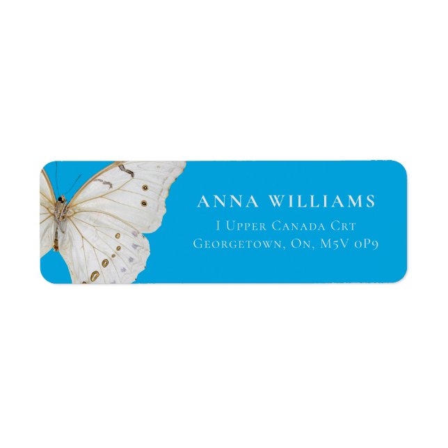 Pearly White Butterfly Return Address Label (Front)