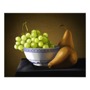 Pears and Grapes Fruit Bowl Still Life Photo Print