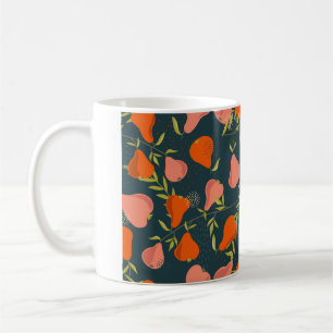 Pears and leaves background. Hand drawn overlappin Coffee Mug