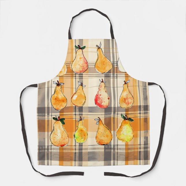 Pears and Plaid Fall Apron (Front)