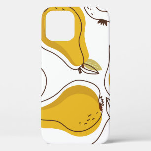 Pears background. Hand drawn overlapping backdrop. iPhone 12 Case