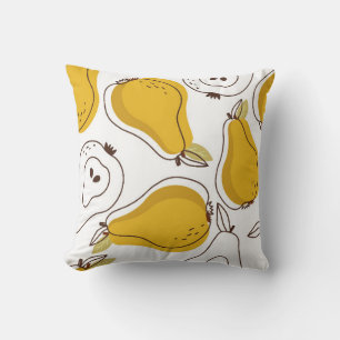Pears background. Hand drawn overlapping backdrop. Cushion