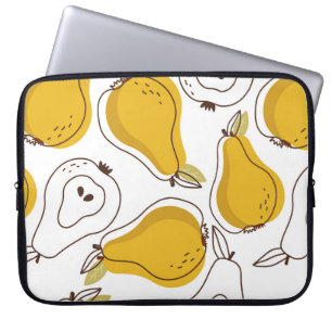 Pears background. Hand drawn overlapping backdrop. Laptop Sleeve