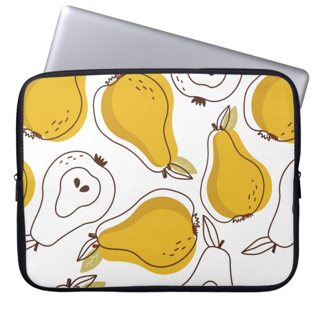 Pears background. Hand drawn overlapping backdrop. Laptop Sleeve (Front)