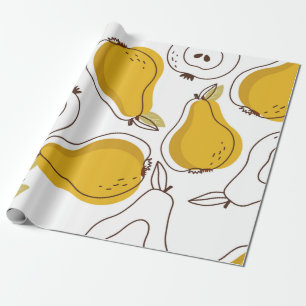 Pears background. Hand drawn overlapping backdrop. Wrapping Paper