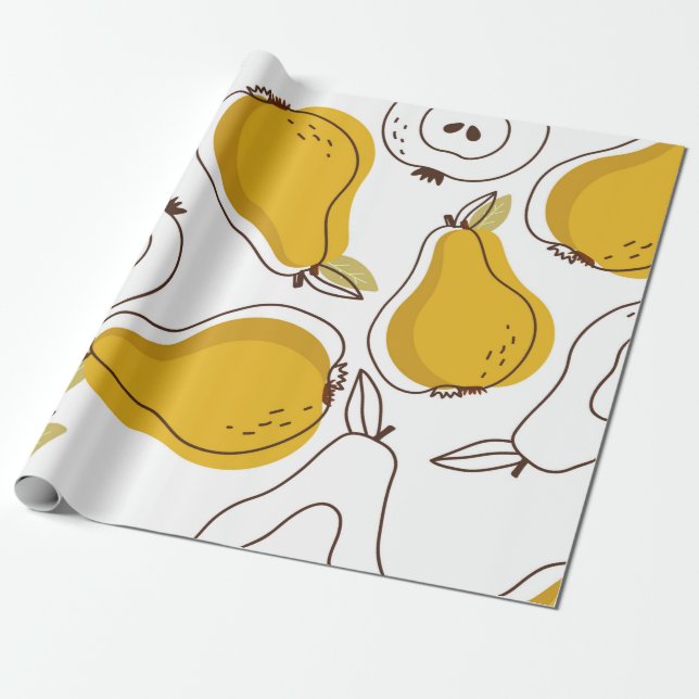 Pears background. Hand drawn overlapping backdrop. Wrapping Paper (Unrolled)