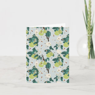 Pears & Bees in a Botanical Floral Garden  Card