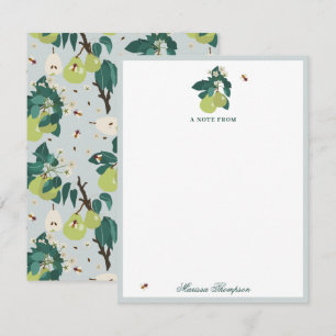 Pears & Bees in a Botanical Floral Garden Card