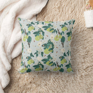 Pears & Bees in a Botanical Floral Garden Kitchen Cushion