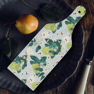 Pears & Bees in a Botanical Floral Garden Kitchen Cutting Board