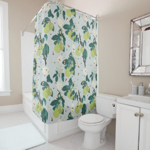 Pears & Bees in a Botanical Floral Garden Kitchen Shower Curtain