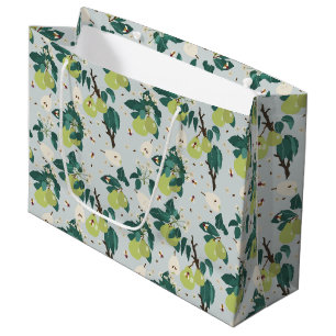 Pears & Bees in a Botanical Floral Garden  Large Gift Bag