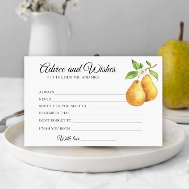 Pears Bridal Shower Advice and Wishes Stationery (Creator Uploaded)