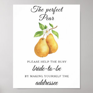 Pears bridal shower Help the busy bride Address Poster