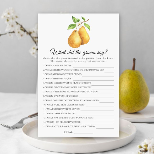 Pears Bridal shower What did the groom say  (Creator Uploaded)