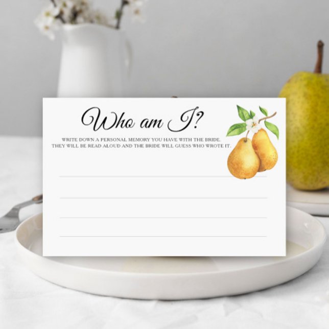 Pears Bridal shower Who am I game Stationery (Creator Uploaded)