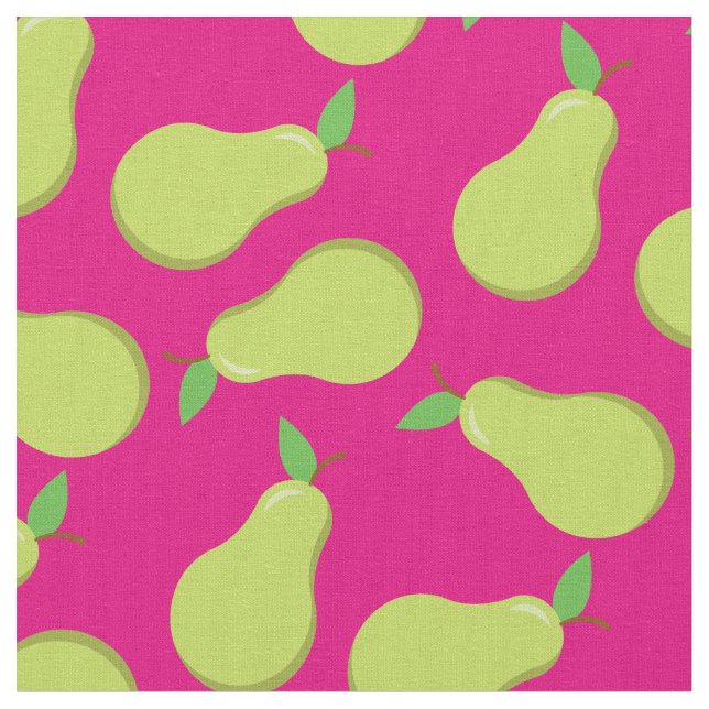 Pears Cute Fruit Kitchen Pink Fabric (Close Up)