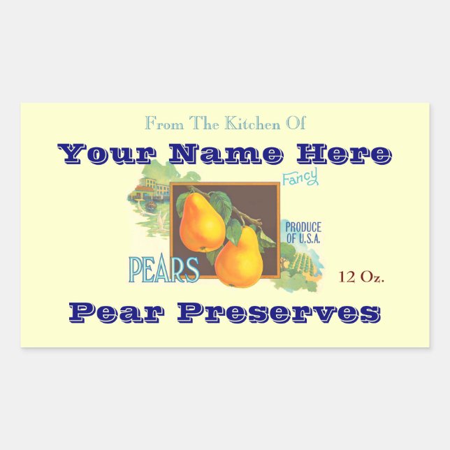 Pears Editable Vintage Baking Sticker (Front)