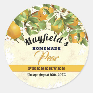 Pears Fruit Canning Jam Jar Classic Round Sticker