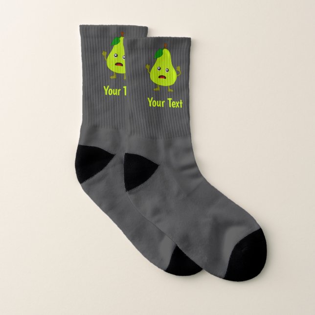 Pears in a PANIC! funny fruits with your name Socks (Pair)