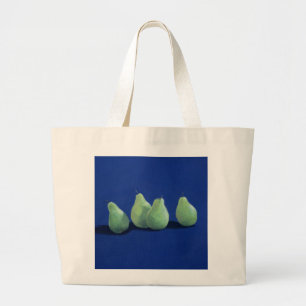 Pears on a Blue Cloth Large Tote Bag
