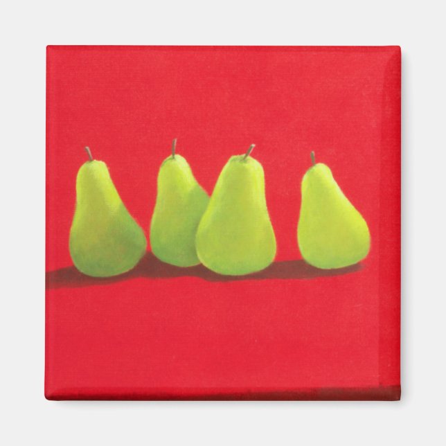 Pears on Red Cloth Magnet (Front)