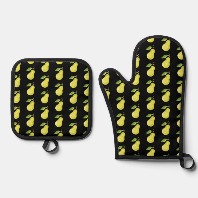 Pears Oven Mitt & Pot Holder Set (Front)