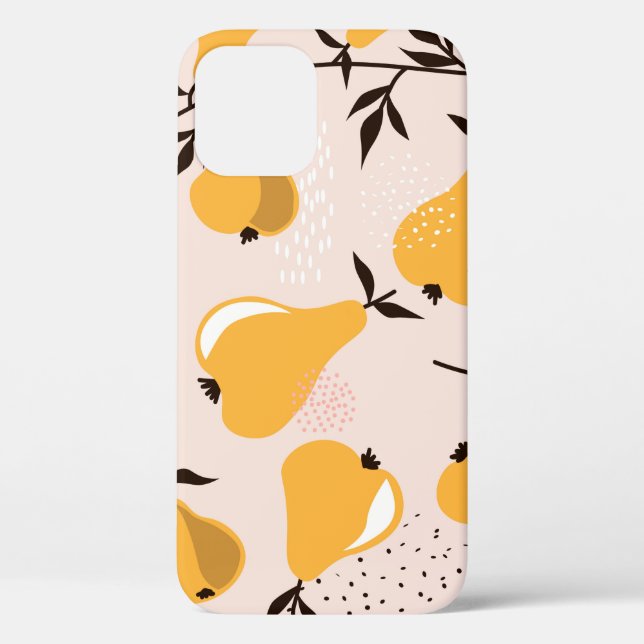 Pears seamless pattern background. Hand drawn illu Case-Mate iPhone Case (Back)