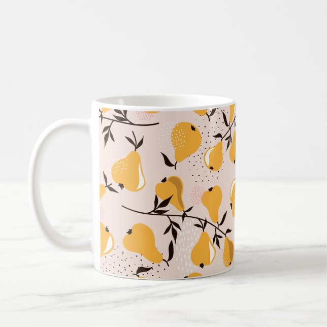 Pears seamless pattern background. Hand drawn illu Coffee Mug (Left)