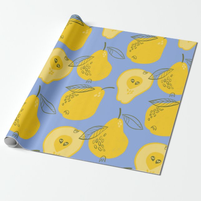 Pears seamless pattern wrapping paper (Unrolled)