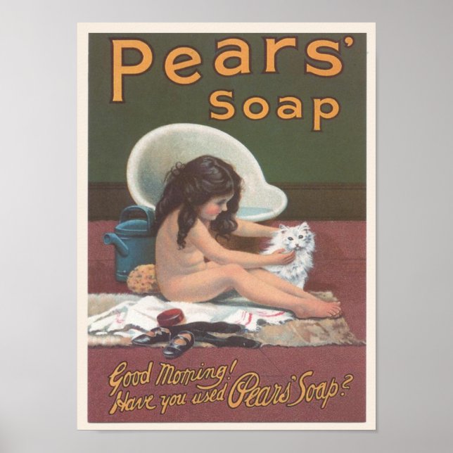 Pears Soap Cat Bath Ad Poster (Front)
