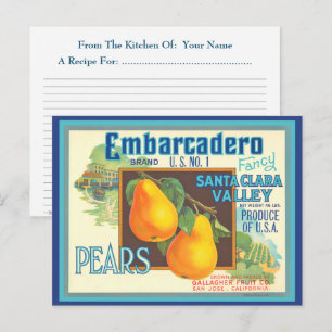Pears Vintage Crate Art Editable Recipe Cards