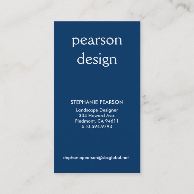 pearson design, Address 1, Address 2, Contact 1... Business Card (Front)