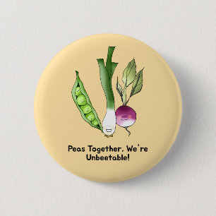Peas and Veggie Best Friends Pun 6 Cm Round Badge
